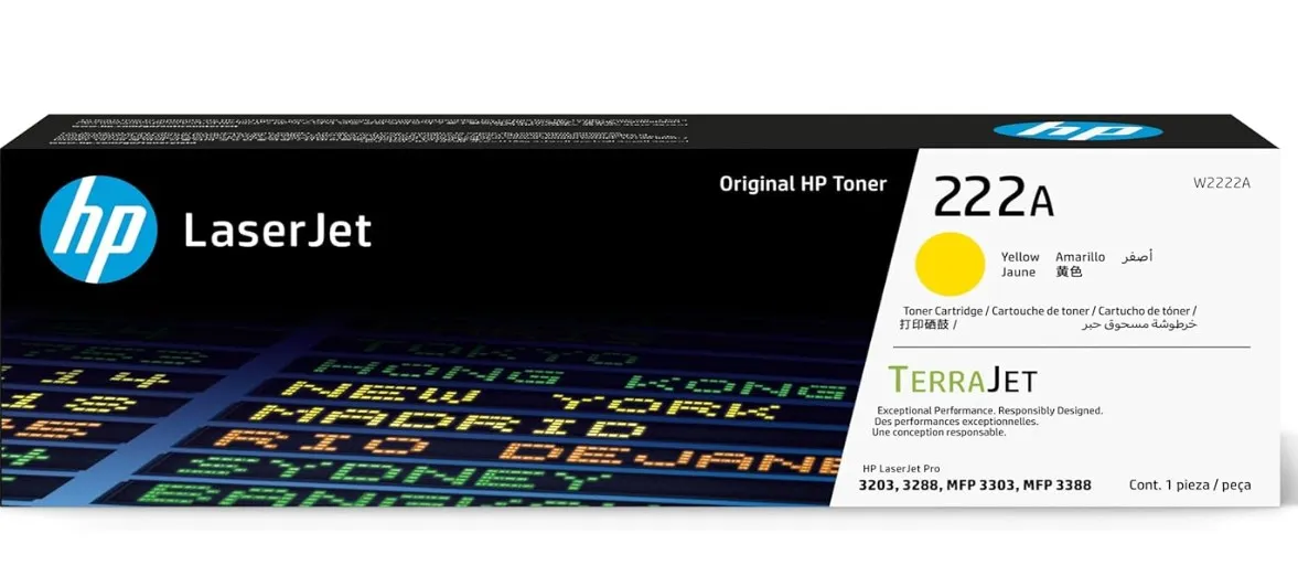 HP 222A Yellow Original LaserJet Toner Cartridge  W2222A