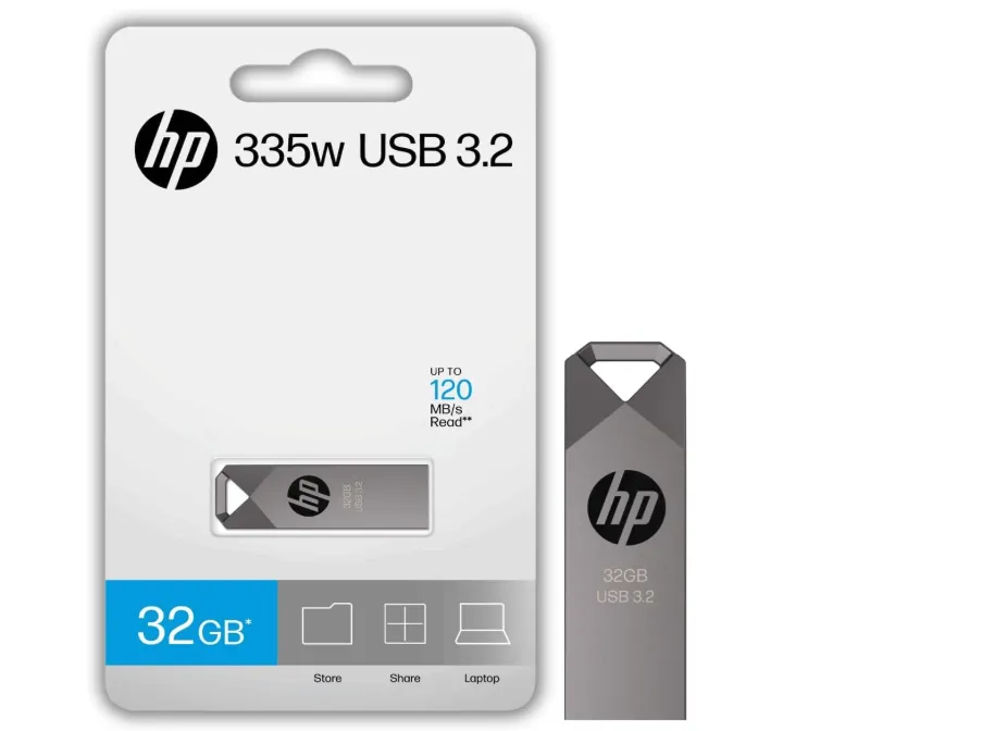 HP 335w 32GB USB 3.2 Flash Drive – Gunmetal, Capless Design