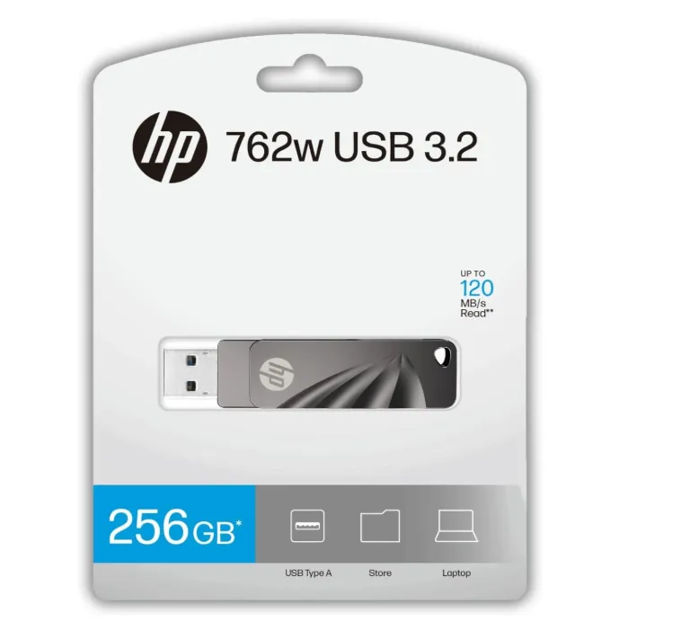 HP 762w 256GB USB 3.2 Flash Drive – Metal Body, Swivel Design