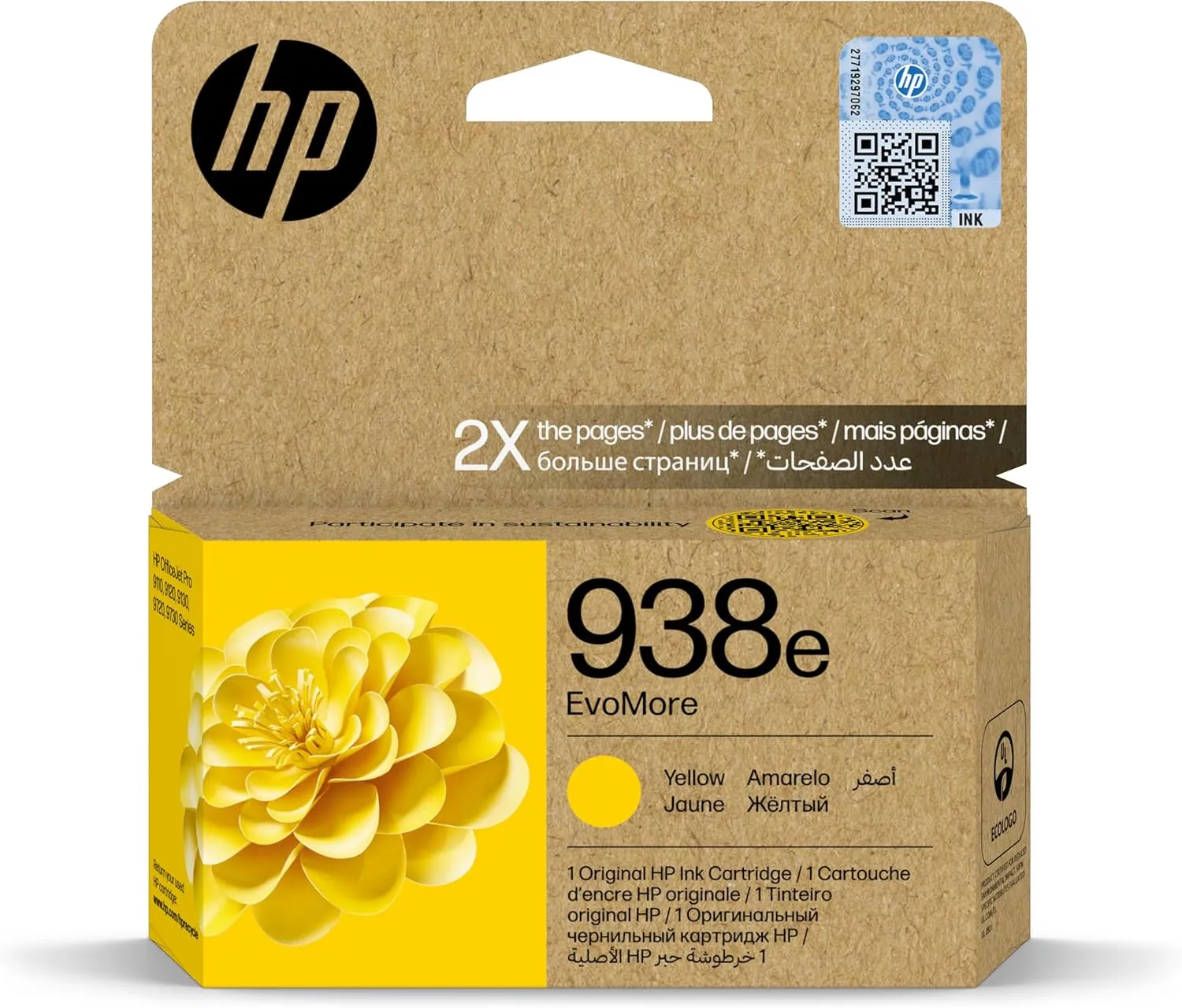 HP 938e EvoMore Yellow Original Ink Cartridge|Yellow|1650 pages|HP OfficeJet Pro |4S6Y1PE