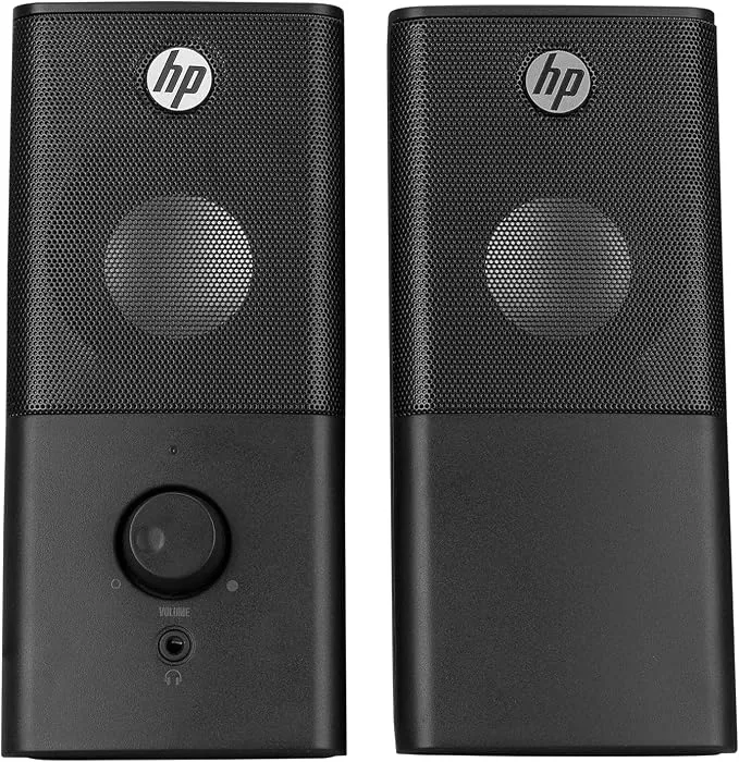 HP DHS-2101 12W 2.0 Channel Multimedia Speakers with 3.5mm AUX, USB Power, Volume Control, Stereo Sound, Black