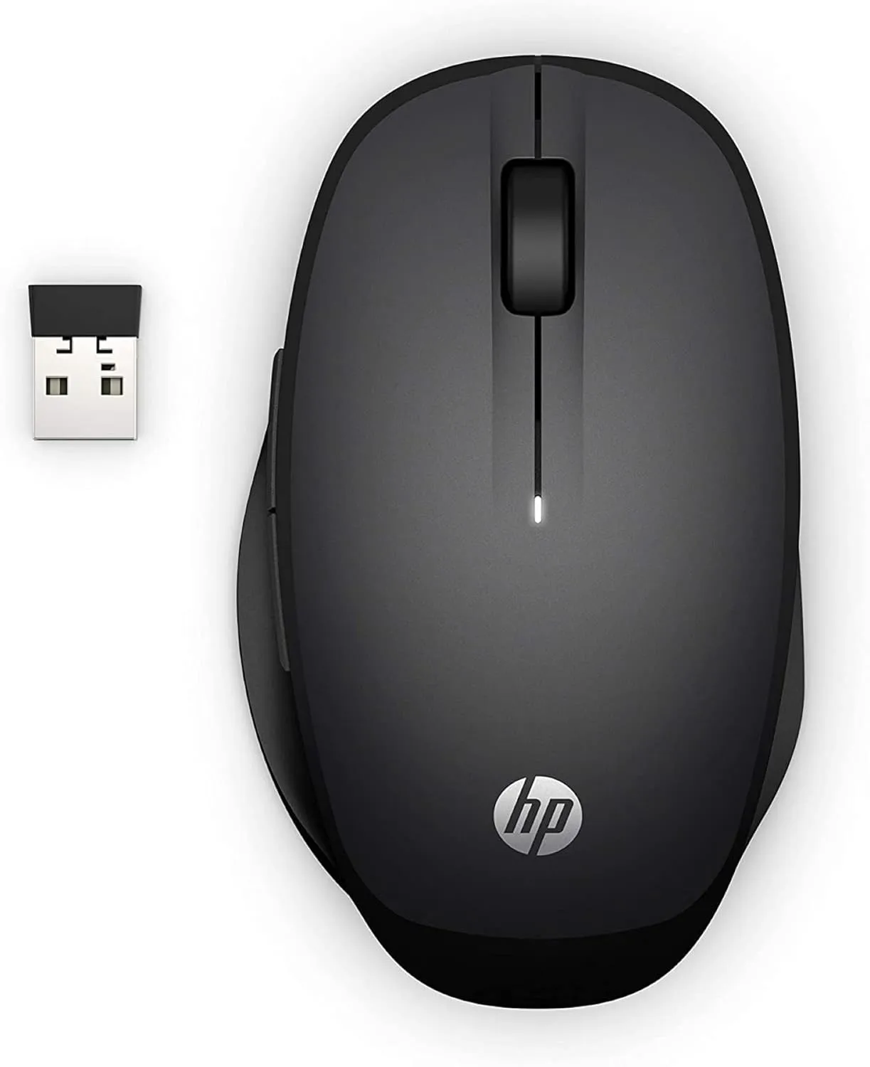 HP Dual Mode Mouse 300, 2.4GHz Wireless & Bluetooth Mouse, Adjustable 1200–3600 DPI, 2 Programmable Thumb Buttons, 15-Month Battery Life, Black