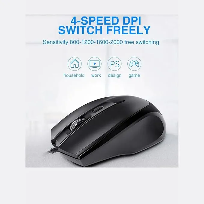 HP M150 Wired Gaming Mouse, USB Optical Mouse, High-Precision Tracking, 3-Button Design, Black 3
