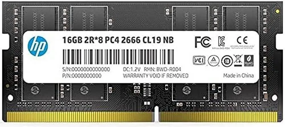 HP S1 16GB DDR4 SO-DIMM Desktop Memory, 3200MHz Clocking Speed, CL22 Latency, 1.20 Memory Voltage, 2Rx8 PC4, 260-Pin, Black | 2E2M7AA#UUF