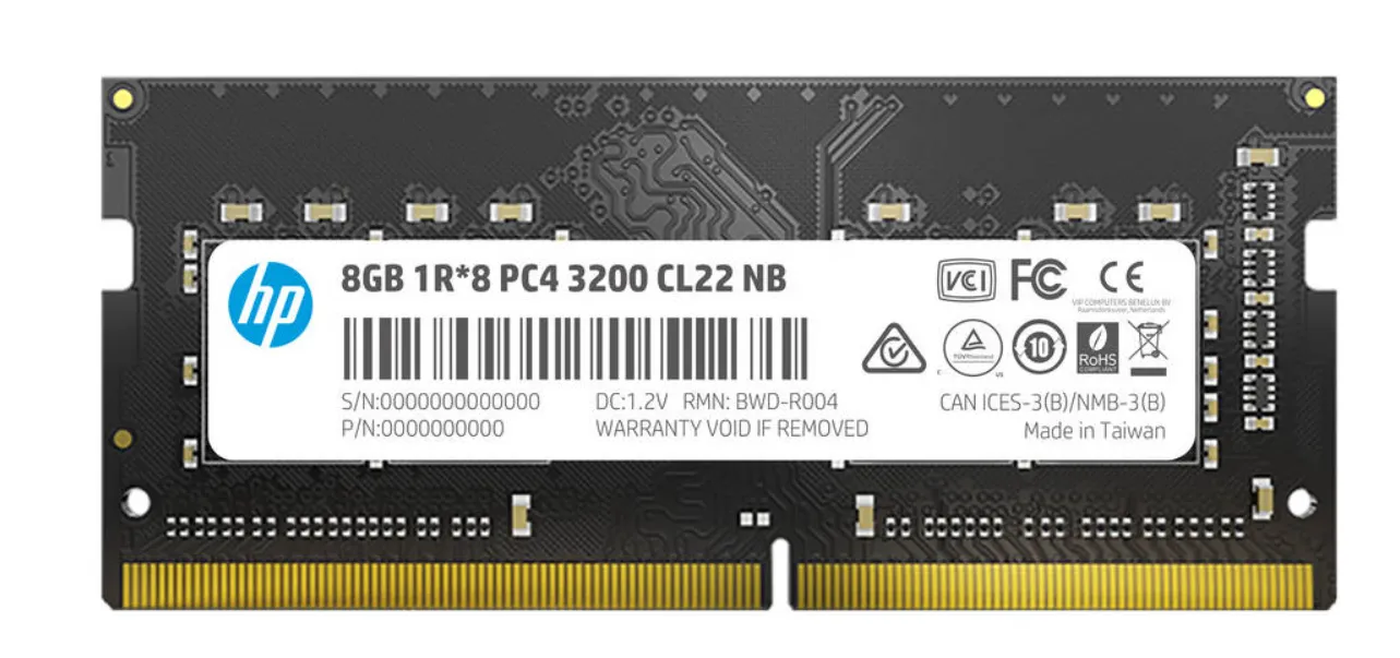 HP S1 8GB DDR4 3200MHz SODIMM Laptop RAM – 1×8GB, CL22, 1.2V, 260-Pin