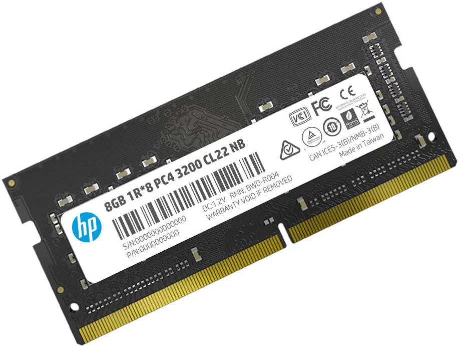 HP S1 8GB DDR4 SO-DIMM Desktop Memory, 3200MHz Clocking Speed, CL22 Latency, 1.20 Memory Voltage, 1Rx8 PC4, 260-Pin, Black | 2E2M5AA#UUF 3