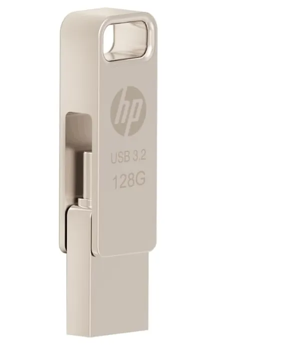 HP x206c 64GB OTG USB 3.2 Flash Drive – Type-C & Type-A, Metal Body, Silver