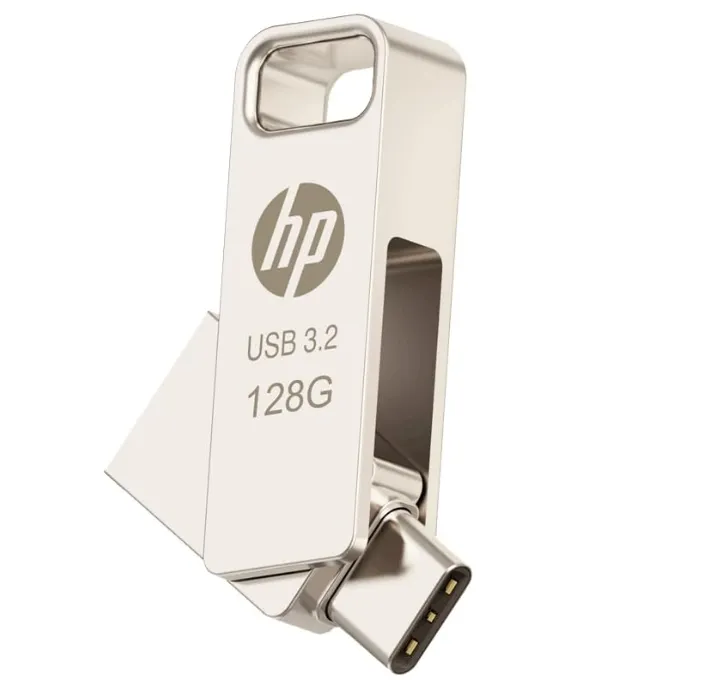 HP x206c 64GB OTG USB 3.2 Flash Drive – Type-C & Type-A, Metal Body, Silver 3