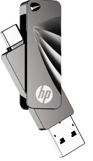 HP x306w 256GB USB 3.2 Flash Drive – Silver, Zinc Alloy Body, Capless Design