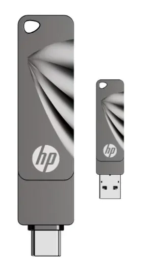 HP x306w 256GB USB 3.2 Flash Drive – Silver, Zinc Alloy Body, Capless Design 3