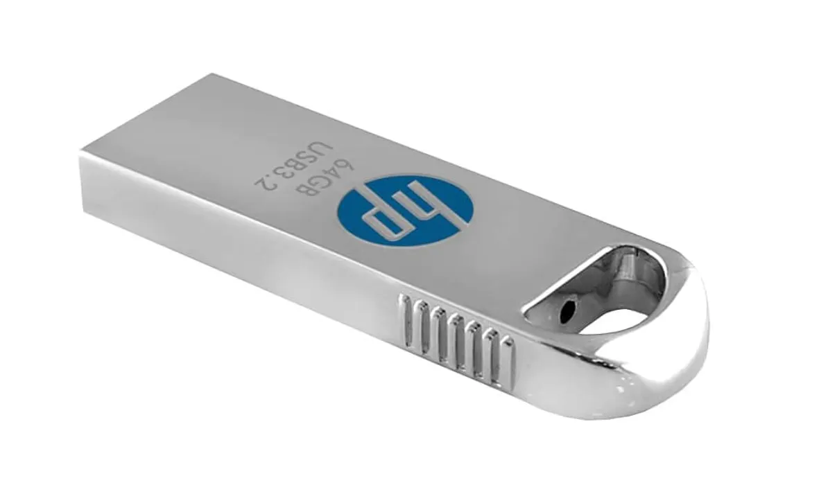 HP x306w 64GB USB 3.2 Flash Drive – Silver, Zinc Alloy Body, Capless Design