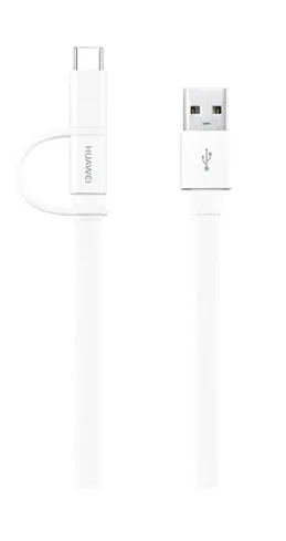 Huawei 2‑in‑1 Data Cable USB Type‑A to Micro USB & Type‑C 1.5m White