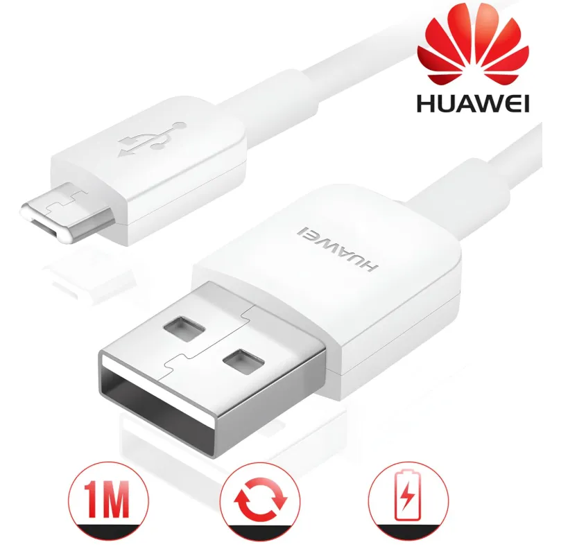 Huawei Data Cable / Charging Cable – Micro USB – Grey/White – Compatible with Huawei Mobile Phones with Micro USB Connection 3