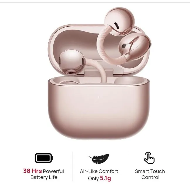 HUAWEI FreeClip 2 Open-Ear Clip-On Earbuds, C-bridge design, Lightweight, 38H Battery, Fast Charge, Dual Driver, IP57 Waterproof & dustproof, Touch & Head-motion control, iOS & Android, Rose Gold 2