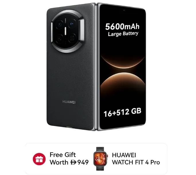 HUAWEI Mate X7 Foldable Smartphone 16GB+512G, 8" 120Hz LTPO Foldable Display, True-to-Colour Camera, Kunlun Glass, 5600 mAh All-Day Battery, Black (TDRA Version)