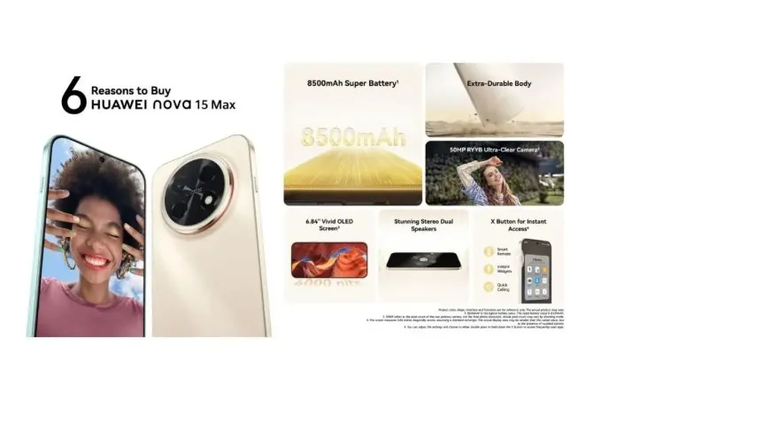 Huawei Nova 15 Max 4G 256GB 8GB RAM Golden Black Dual Sim Smartphone (TDRA Version) 4