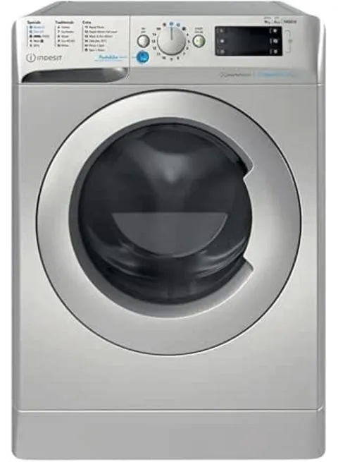 Indesit Innex Washer Dryer 9Kg Wash & 6Kg Dry, Fully Automatic Front Load Combo Washer Dryer, 1400 RPM, 16 Programs, Steam Wash, One Touch Press Push&Wash+Dry BDE-964SSV-GCC-Silver 9 kg BDE-964SSV-GCC silver