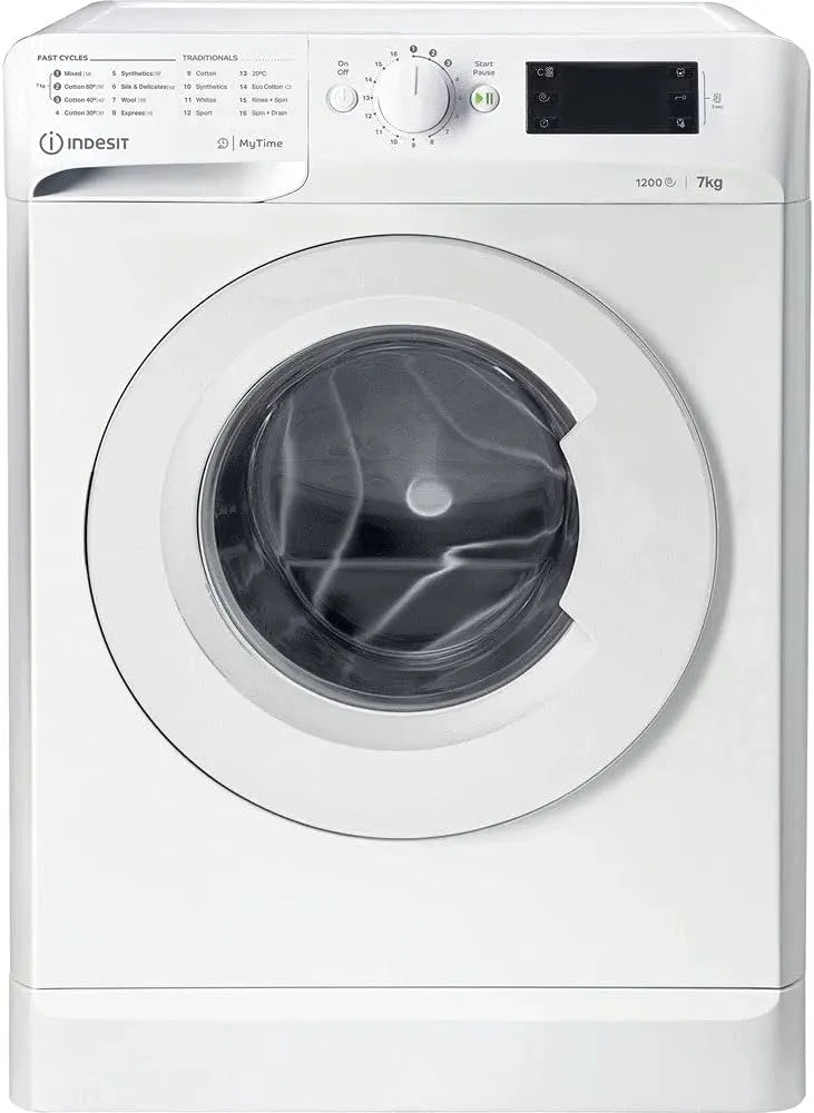 Indesit Mytime 7Kg Front Load Washing Machine 1200 RPM, 16 Washing Programs, Big Digit Display, Child Lock, Made in Poland 7 kg MTWE-71252WGCC Silver