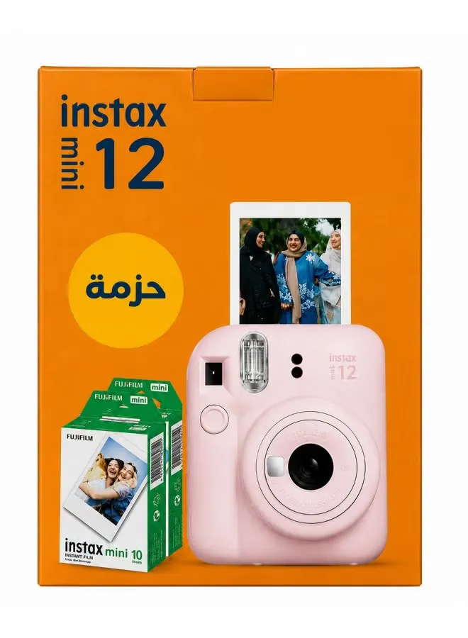 Instax Mini 12 Instant Film Camera With Pack Of 20 Films Blossom Pink