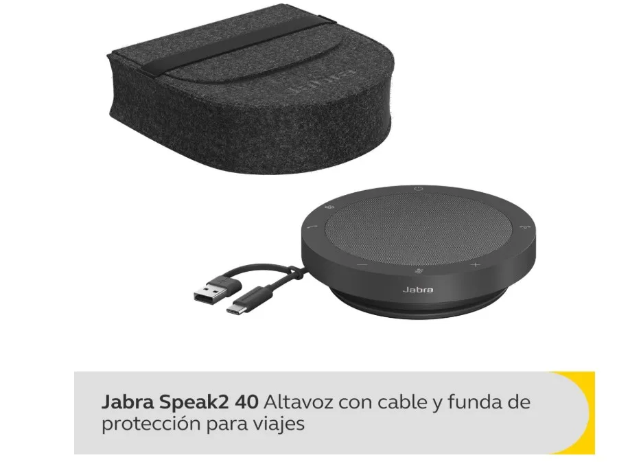 Jabra Speak2 40 Portable Speakerphone - 4 Noise-Cancelling Mics, 50mm Full Range Speakers with Wideband Audio for Clear Sound, USB-A/USB-C Connections - Certified Microsoft Teams Speaker - Dark Grey 2