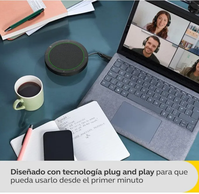 Jabra Speak2 40 Portable Speakerphone - 4 Noise-Cancelling Mics, 50mm Full Range Speakers with Wideband Audio for Clear Sound, USB-A/USB-C Connections - Certified Microsoft Teams Speaker - Dark Grey 4