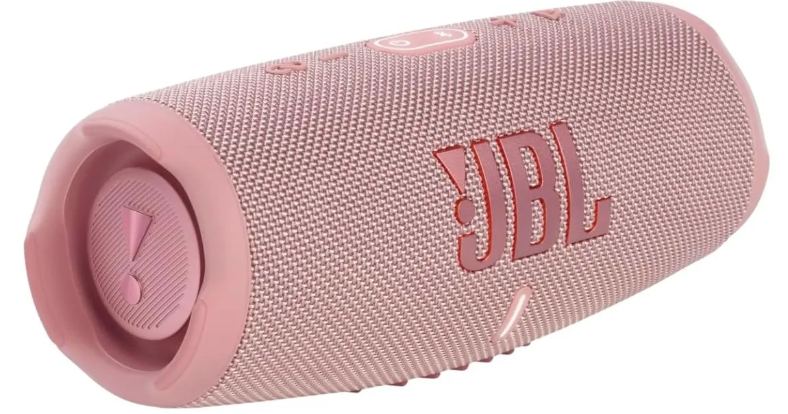 JBL Charge 5 Portable Speaker, Built-In Powerbank, Powerful JBL Pro Sound, Dual Bass Radiators, 20H of Battery, IP67 Waterproof and Dustproof, Wireless Streaming, Dual Connect - Pink