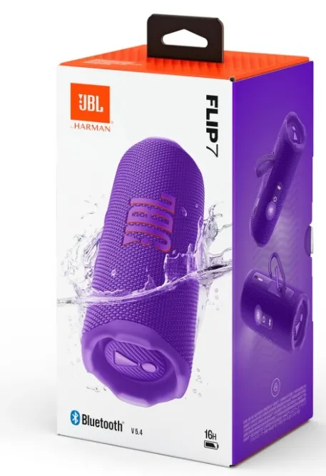 JBL Flip 7 - JBL Pro Sound with AI Sound Boost, up to 16 hours of playtime, multi-speaker connection via Auracast, and waterproof, dustproof, drop-proof design for all adventures – Purple. 5