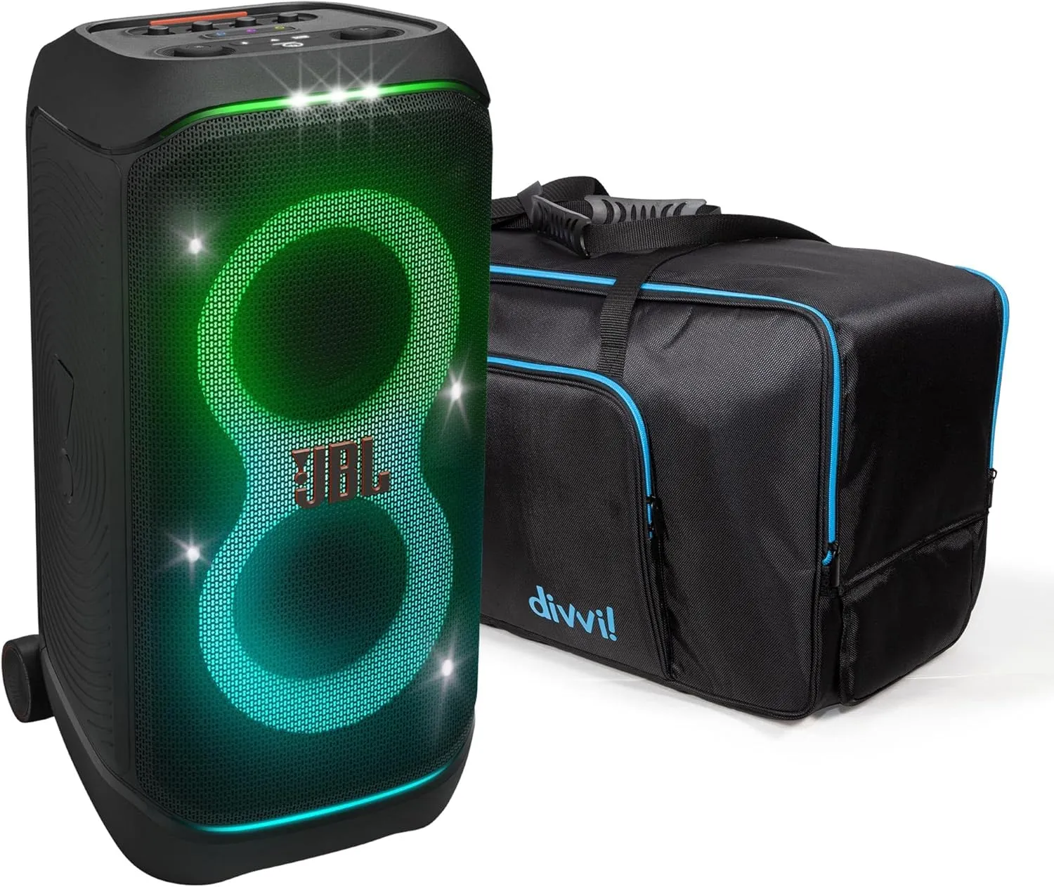 JBL PartyBox Stage 320 - Portable Bluetooth Speaker with divvi Protective Carrying Bag JBLPBSTAGE320AM_div320-TB