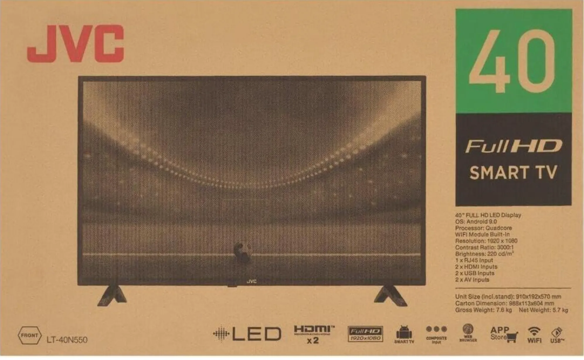 JVC 40-Inch Full HD LED TV with Crystal Clear Resolution, High Contrast Display, HDMI & USB Connectivity, Ultra-Slim Bezel Design, Enhanced Surround Sound Audio, YouTube, Netflix, Black - LT-40N550 4