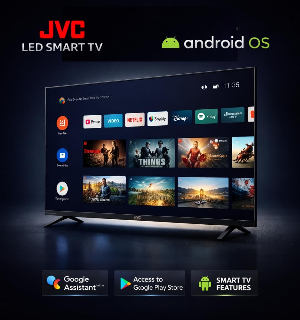 JVC LT-65N675 65-Inch 4K UHD Smart LED TV, Android OS, Wi-Fi, HDR10, Netflix and YouTube, HDMI and USB Connectivity, Black