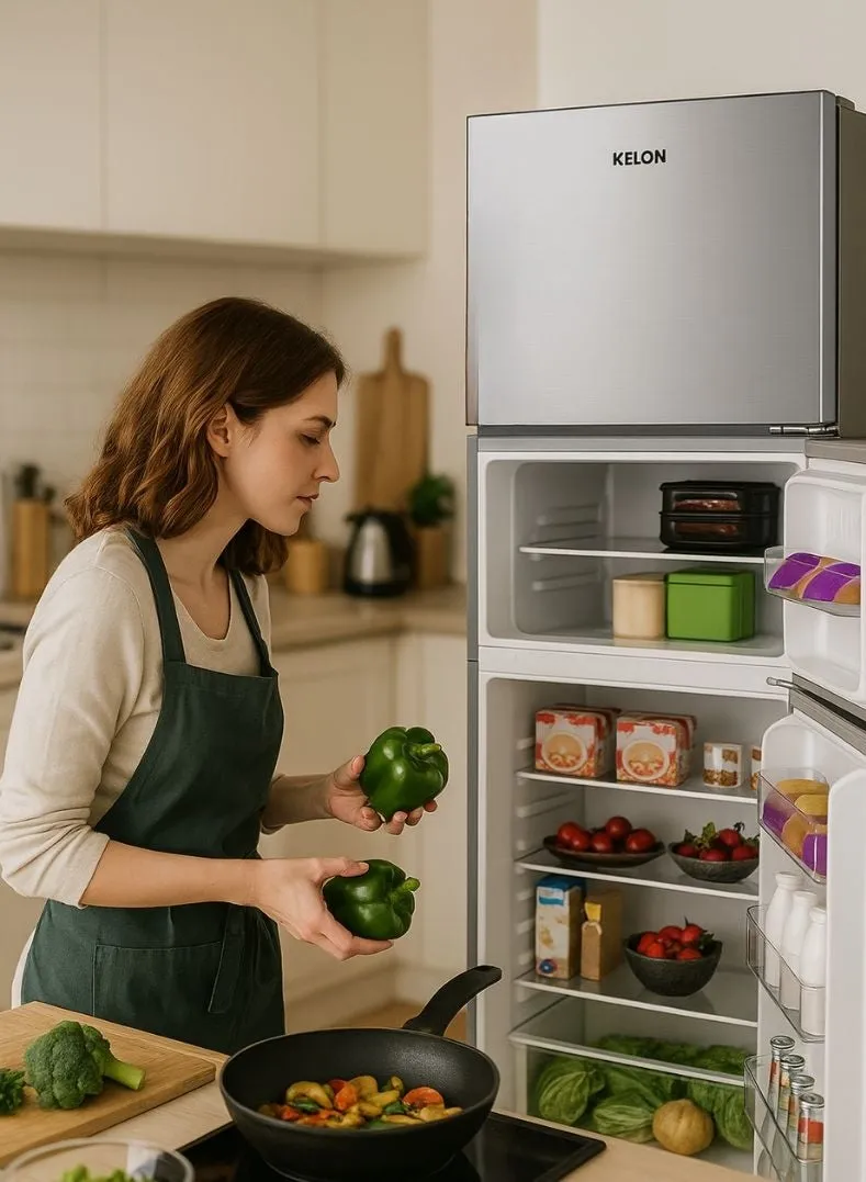 Kelon 320L Top Mount Double Door Refrigerator with No Frost Technology, Multi Airflow Cooling System, LED Interior Light, Adjustable Glass Shelves, Humidity Control Crisper, Super Cool Function & Silver Finish – KRD32WRSI 3