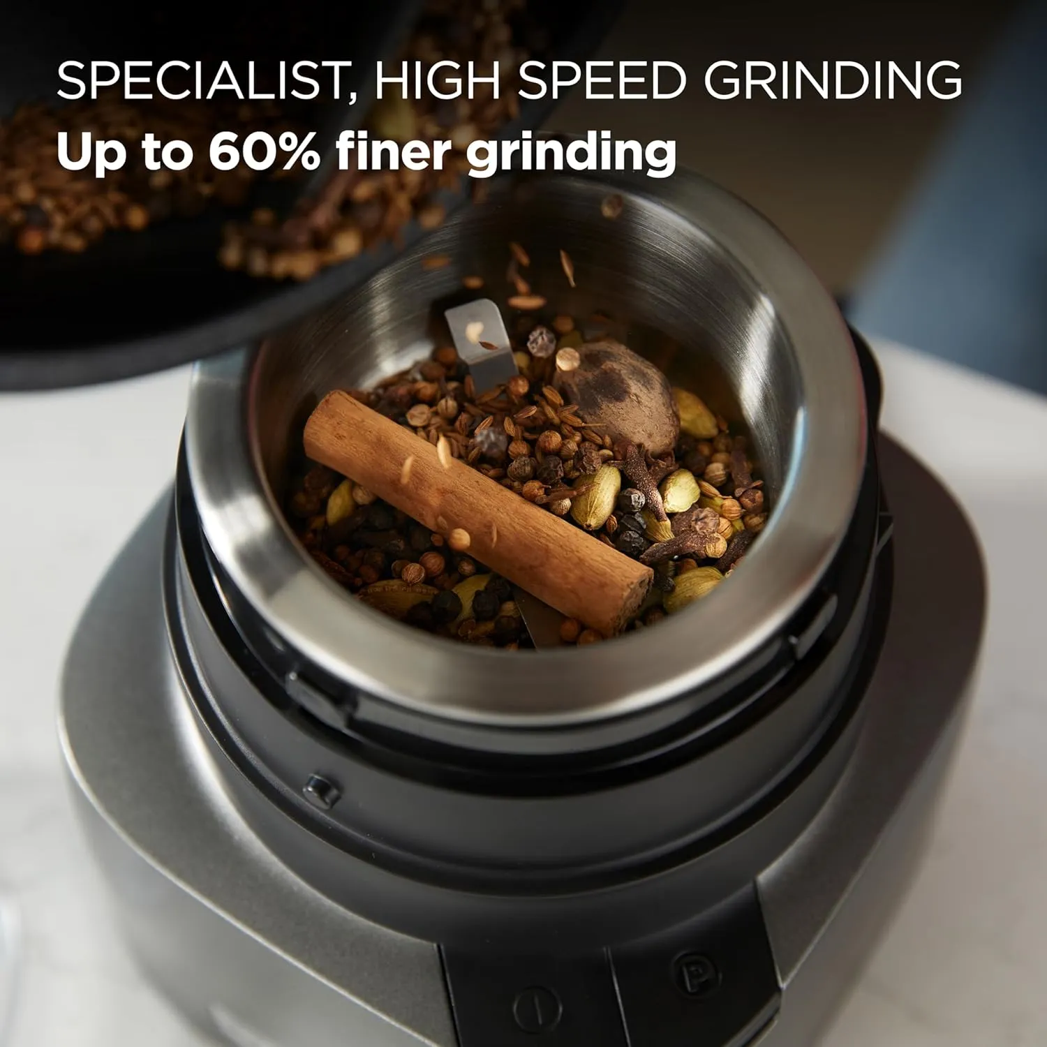 KENWOOD 2-in-1 Chopper + Grinder 800W Powerful Metal Grinder and Electric Chopper with Eversharp Quadblades, Dripper Pro, Spatula for Wet Chopping & Dry Grinding CHP80.000SI Grey