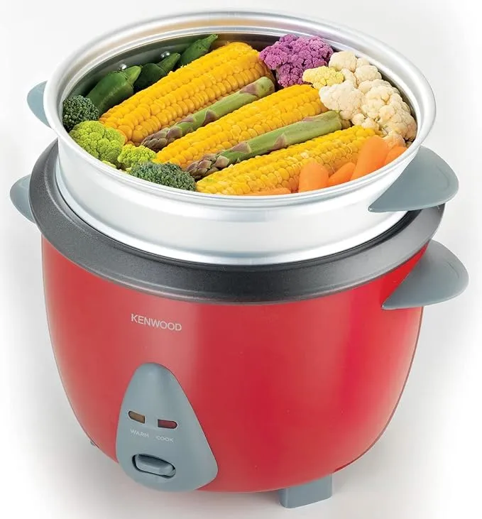 KENWOOD 2-in-1 Rice Cooker 1.8L 10-Cups Rice with Food Steamer Basket, Non-Stick Cooking Pot, Temepered Glass Lid, Warm/Cook Lights, Spatula Holder, Detachable Cord RCM45.000SS Silver 4