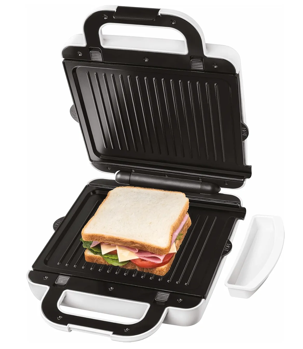 KENWOOD 4 Slots 2-in-1 Sandwich Maker & Grill (180° Open Flat for Using as a Griddle) with 2 Sets of Non Stick Multifunctional Plates for Grilling and Toasted Sandwiches SMP94.A0WH White 3