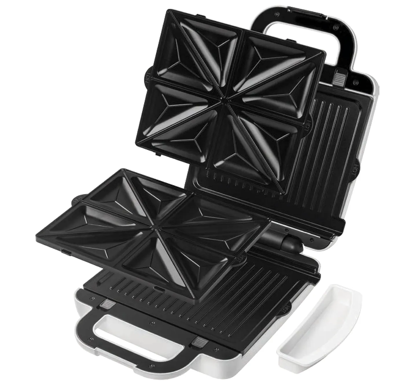 KENWOOD 4 Slots 2-in-1 Sandwich Maker & Grill (180° Open Flat for Using as a Griddle) with 2 Sets of Non Stick Multifunctional Plates for Grilling and Toasted Sandwiches SMP94.A0WH White 4