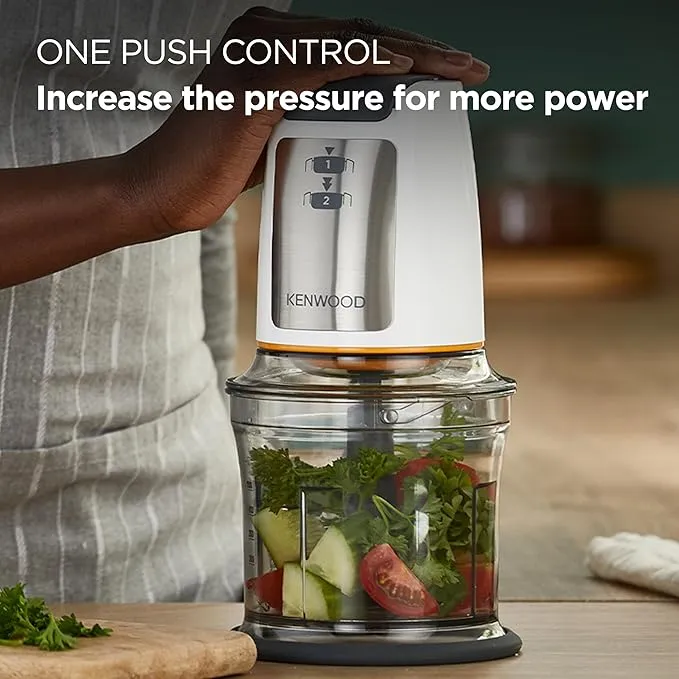 KENWOOD Chopper 500W Electric Food Chopper with 2 x 500ml Bowl, Dual Speed, Stainless Steel Quad Blade, Multi Mayo Mayonnaise Attachment, Spatula, Ice Crush Function CHP61.200WH White 4
