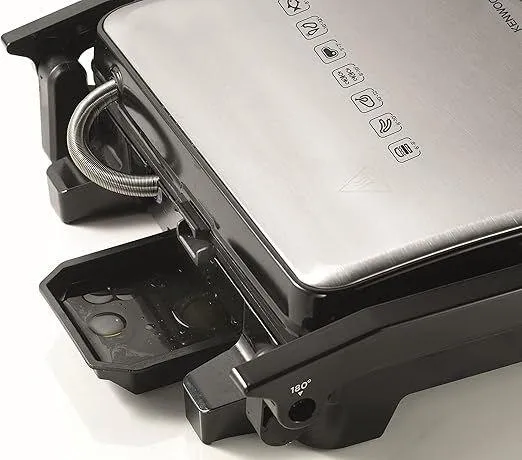 Kenwood Contact Health Grill 2000W, 3 Grilling Positions, Non-Stick Plates, Adjustable Temperature, Silver & Black – HGM31.000SI 2