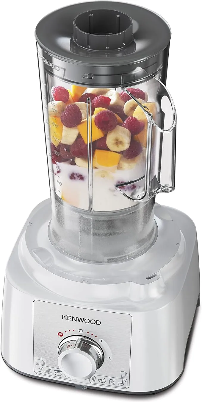 Kenwood Food Processor 1000W Multi-Functional With 3L Bowl, 2 Stainless Steel Disks, Blender, Grinder Mill, Whisk, Dough Maker Fdp65.400Wh White 5
