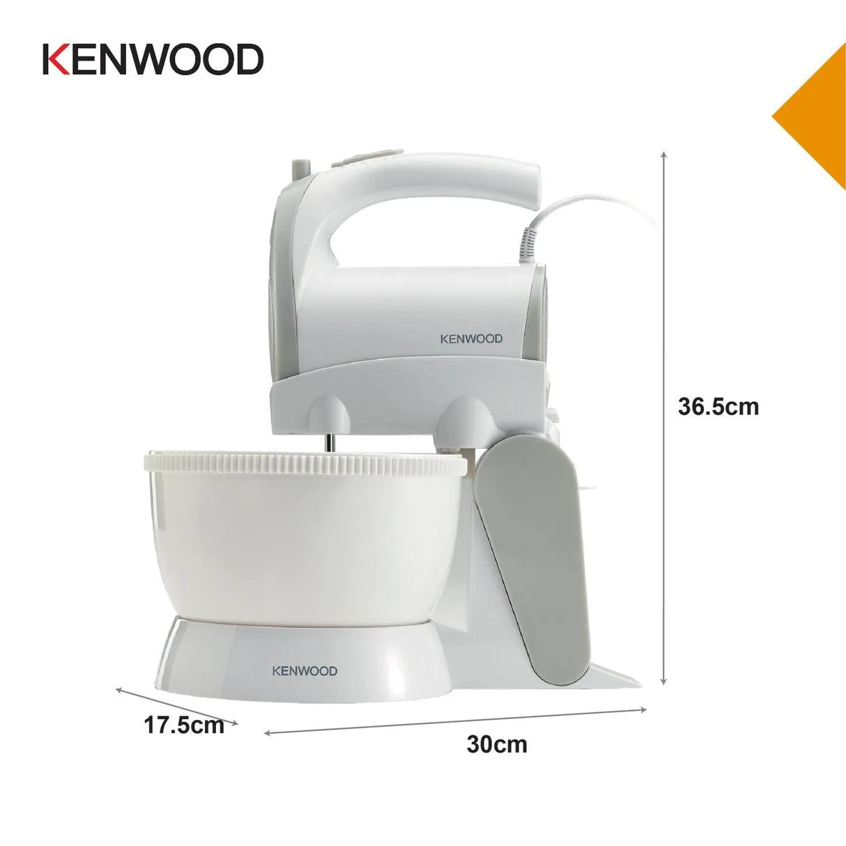 Kenwood Hand & Stand Mixer 300W with 2.4L Rotating Bowl, 5 Speeds + Turbo, White – HMP22.000WH 3