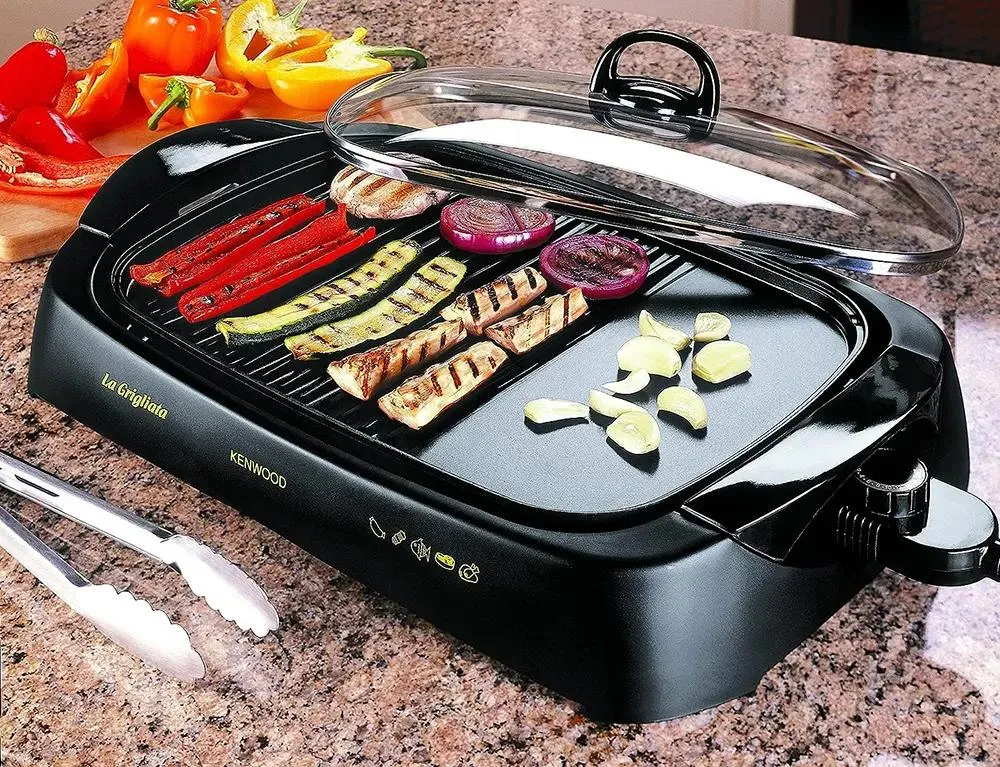 Kenwood Health Grill 1700W with Glass Lid, Non-Stick Cooking Plate & Adjustable Temperature, Black – HG230 3