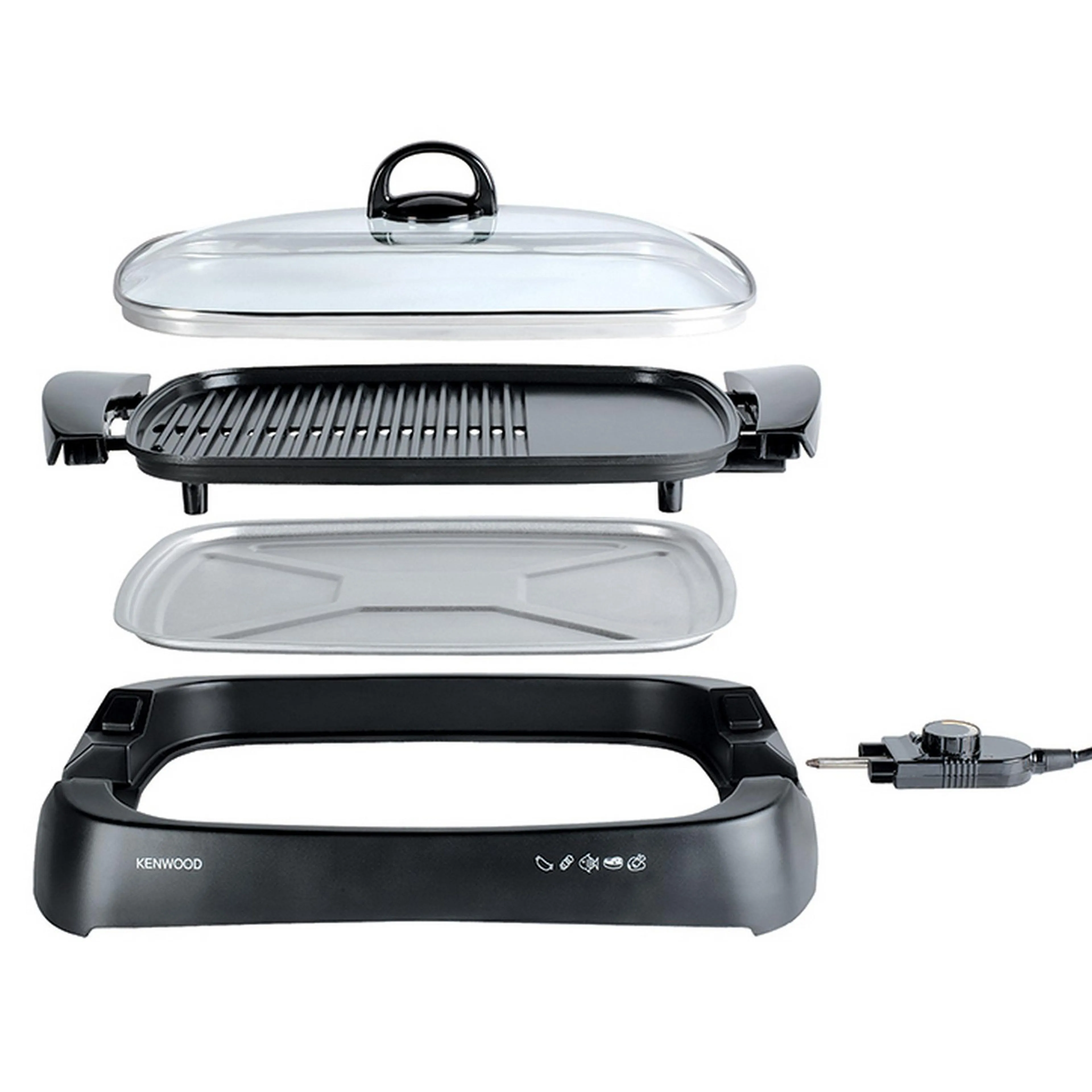 Kenwood Health Grill 1700W with Glass Lid, Non-Stick Cooking Plate & Adjustable Temperature, Black – HG230 4