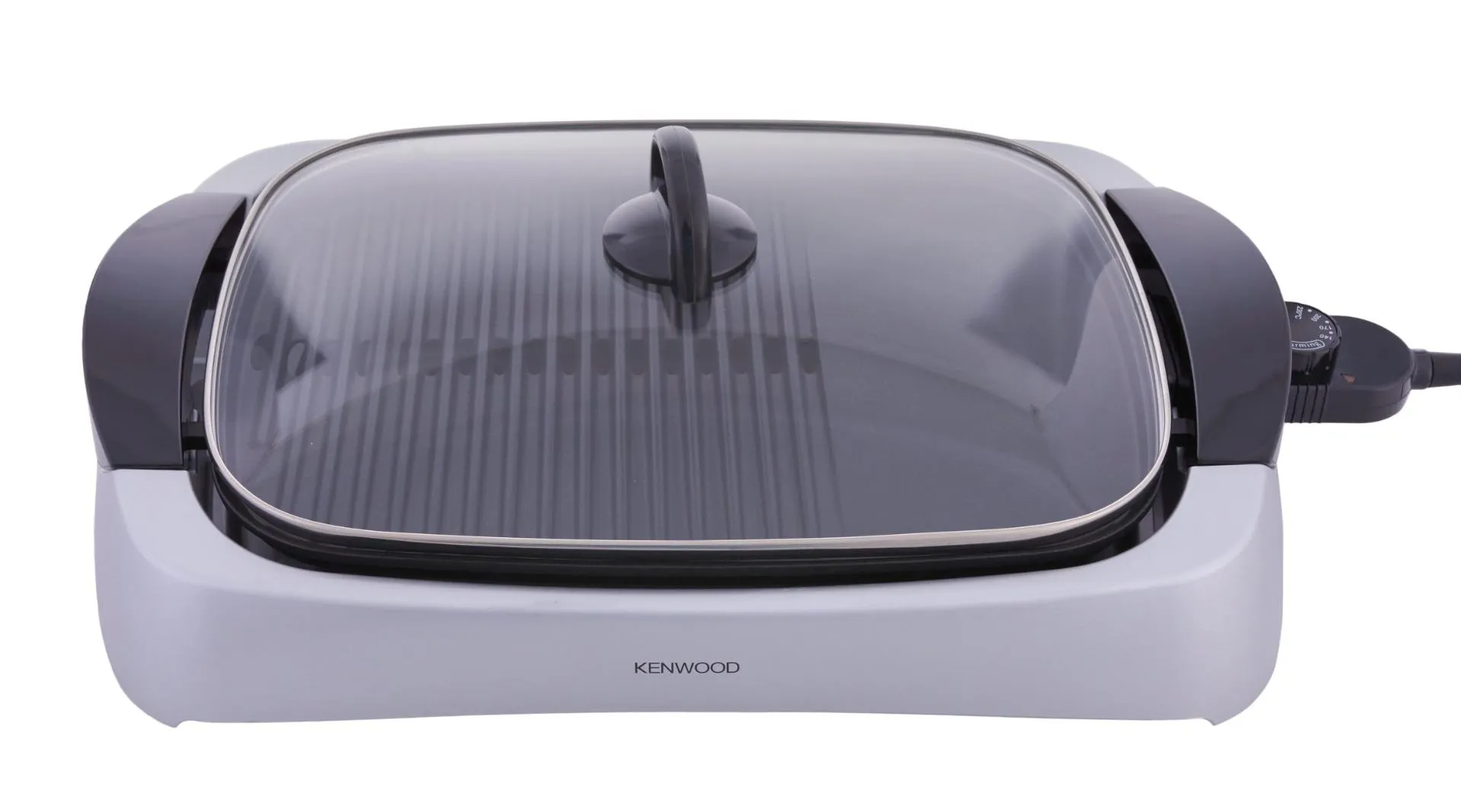 Kenwood Health Grill 2000W with Glass Lid, Non-Stick Grill & Griddle, Adjustable Temperature, Silver & Black – HG266