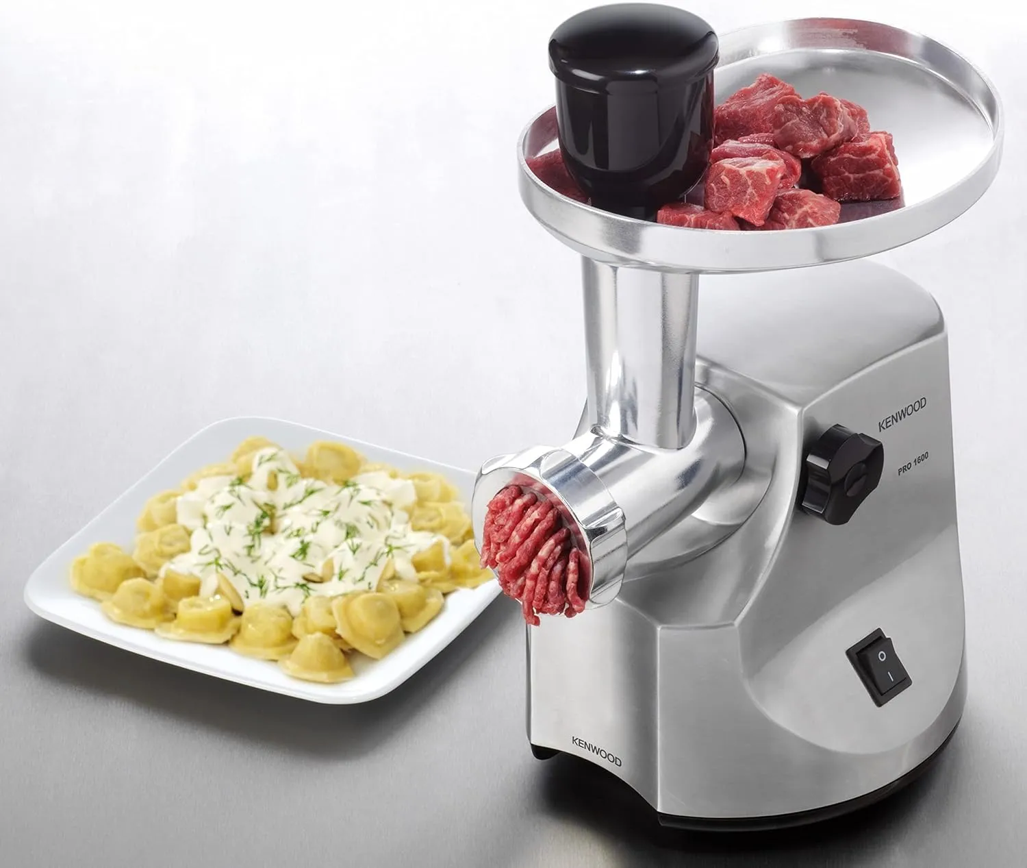 KENWOOD Meat Grinder 1600W Powerful Metal Body Meat Mincer with Kibbeh Maker, Sausage Maker, Feed Tube Pusher, 3 Stainless Steel Screens for Fine, Medium & Coarse Results MG510 Silver 3