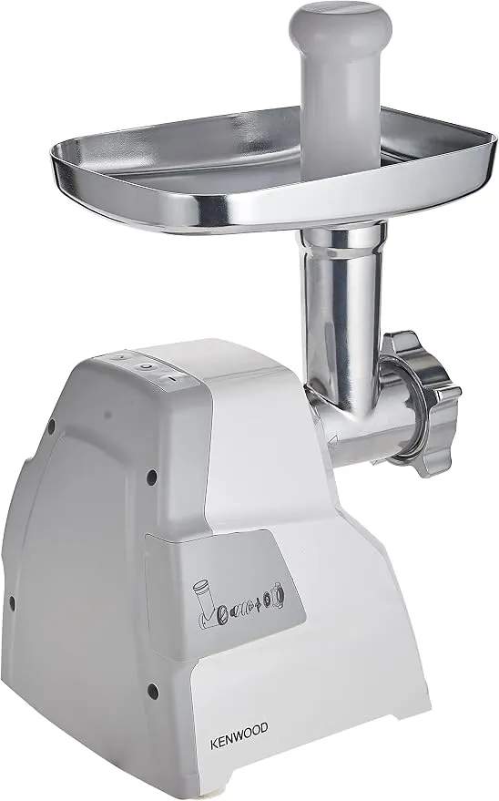 KENWOOD Meat Grinder 2100W Meat Mincer with Kibbeh Maker, Sausage Maker, Biscuit Attachment, Feed Tube Pusher, 3 Stainless Steel Screens for Fine, Medium & Coarse Results MGP40.000WH White 3