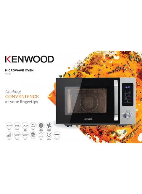 Kenwood Microwave Oven with Grill & Convection, Digital Display, 30L, 900W, 5 Power Levels, Auto Menu, Defrost Function, Stainless Steel, 95-Minute Timer, Clock Function, MWM31.000BK (Silver)