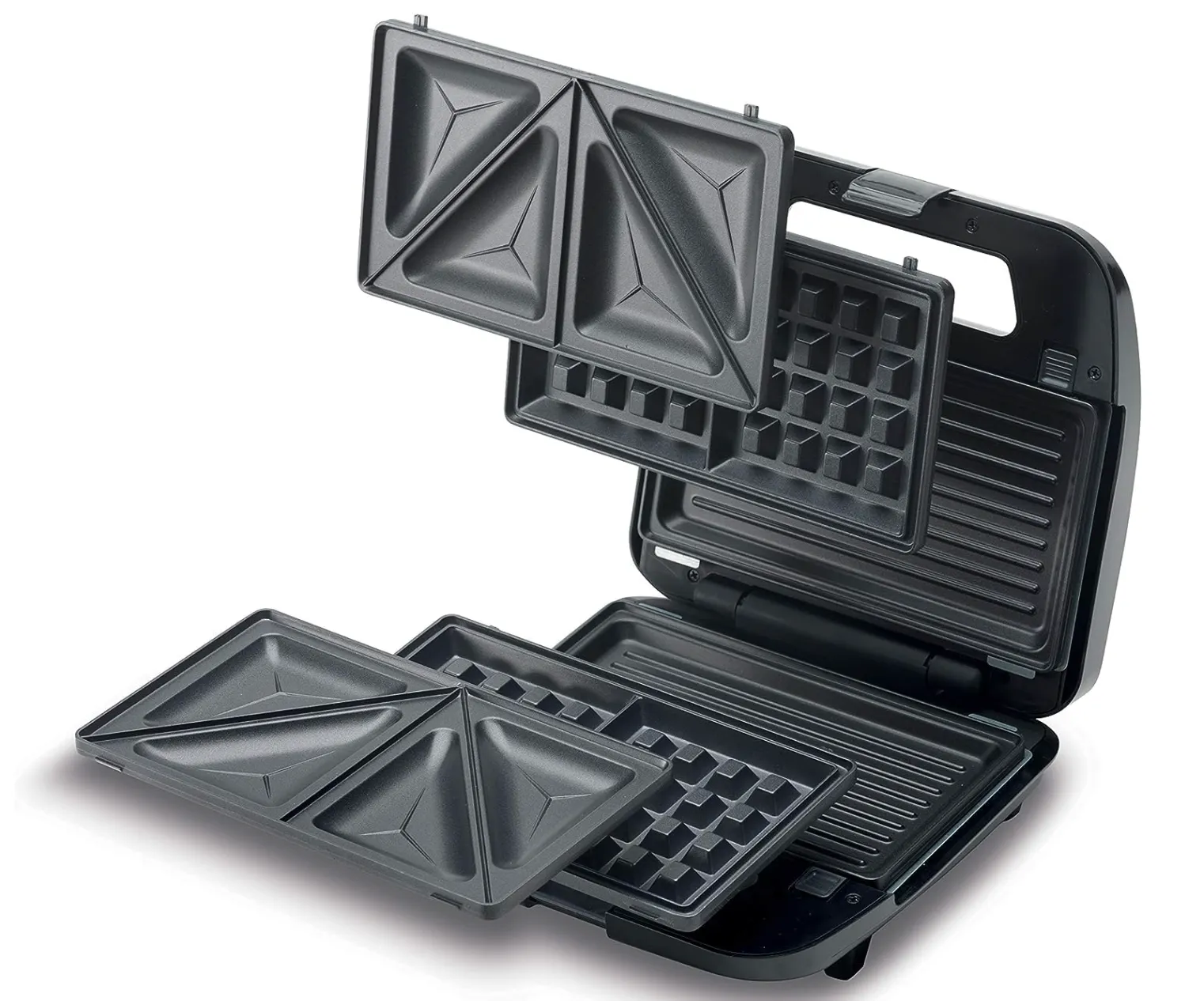 Kenwood Sandwich Maker 3-In-1 Grill, Waffle, Toasted Sandwich, Silver/Black, SMM02.000SI - International Warranty