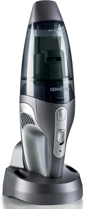 Kenwood Wet & Dry Cordless Handheld Vacuum Cleaner With 14.8V Lithium-Ion Battery, 500ml Dust Capacity, 120ml Liquid Capacity For Home, Office And Car Hvp19.000Si Black/Silver 3