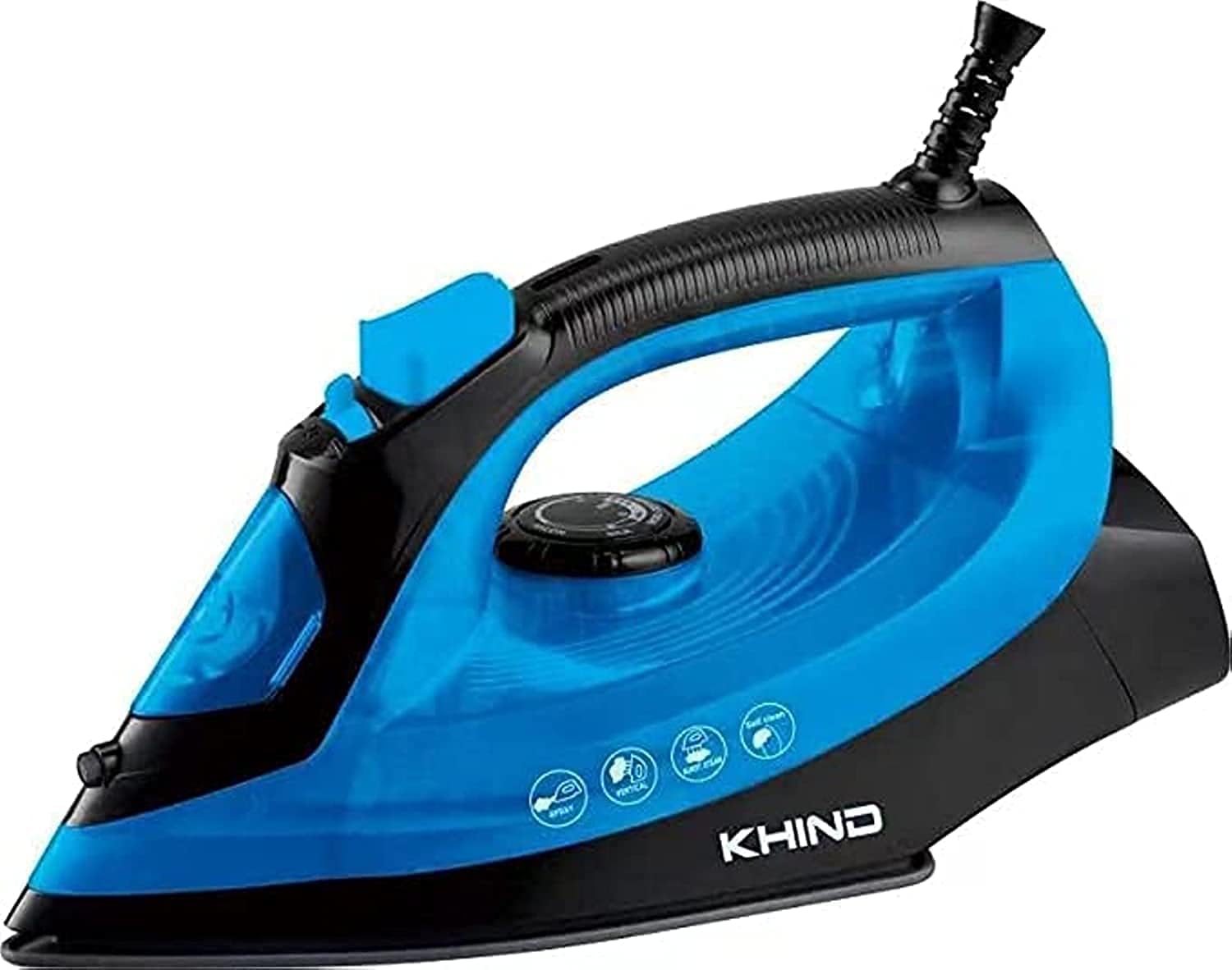 KHIND 2200W Modern Steam Iron with Advance Temperature Control, Non-Stick Soleplate, Auto Shutoff, Self-Cleaning, Spray & Steam Function, BS Plug with 1.8M Cord, Lightweight & Easy to Use - (ES2201NA)