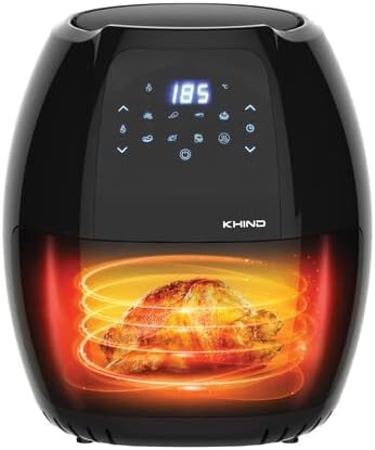 Khind ARF77D Digital Air Fryer, 7.7L XL Capacity, 1800W, Sensor Touch Control, 10 Preset Menus, Rapid Hot-Air Circulation, Non-Stick Detachable Basket, Adjustable Time and Temperature, Auto Shut-Off, Black 2