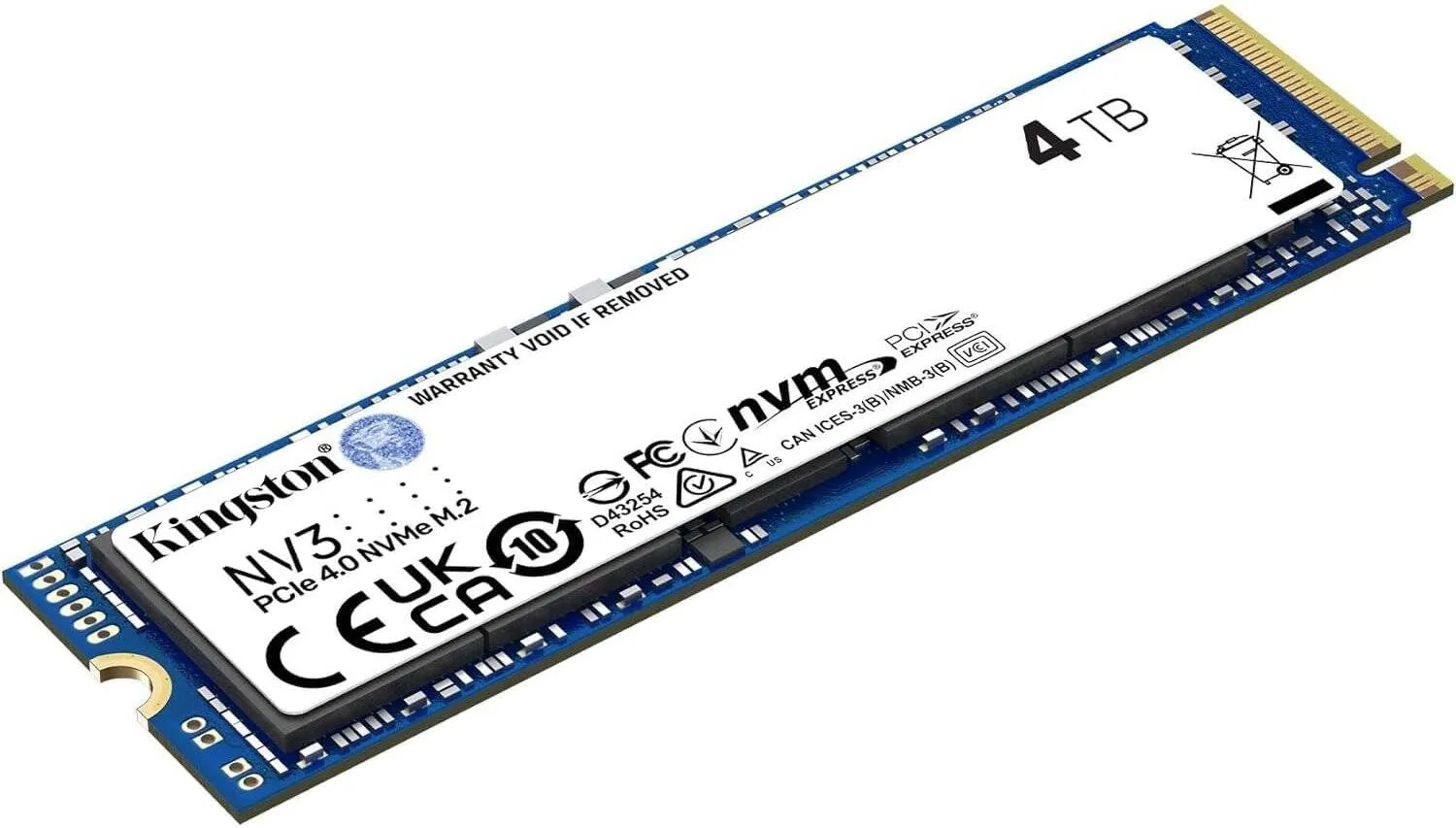 Kingston 4TB NV3 SSD M.2 2280 PCIe 4.0 NVMe, Read: 6,000/ Write: 4,000MB/s-SNV3S/4000G 2